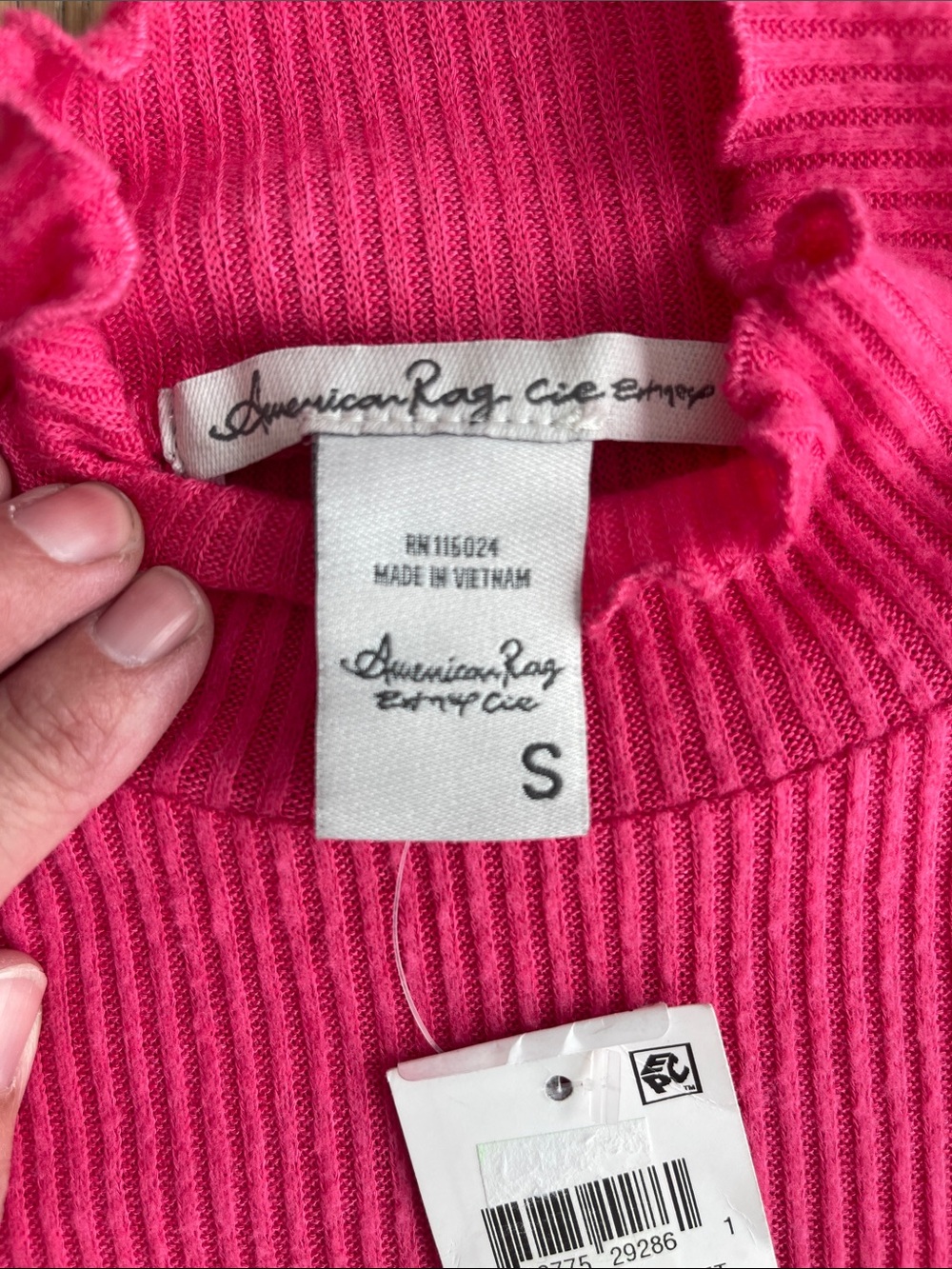 American Rag Women's Ribbed Cowl Neck Sweater - Raspberry Sorbet Pink - Picture 3 of 3